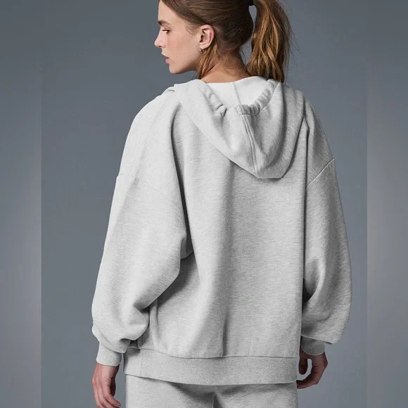 Alo Heather Gray Hoodie Zip Up Best Seller - Picture 4 of 4